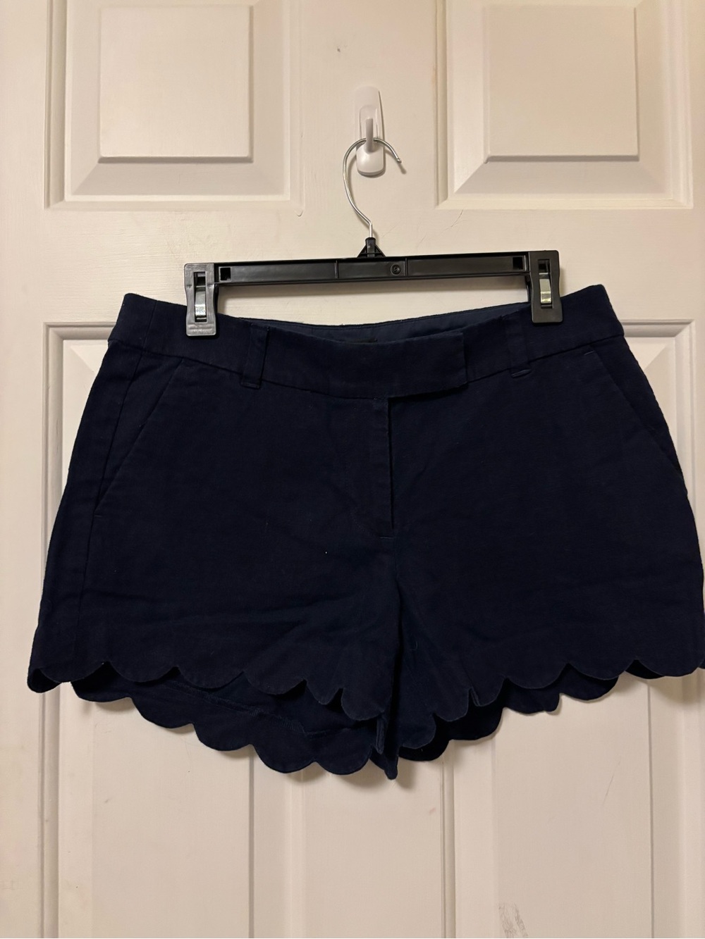 J. Crew Navy Scallop Hem High-Waist Shorts Size 8